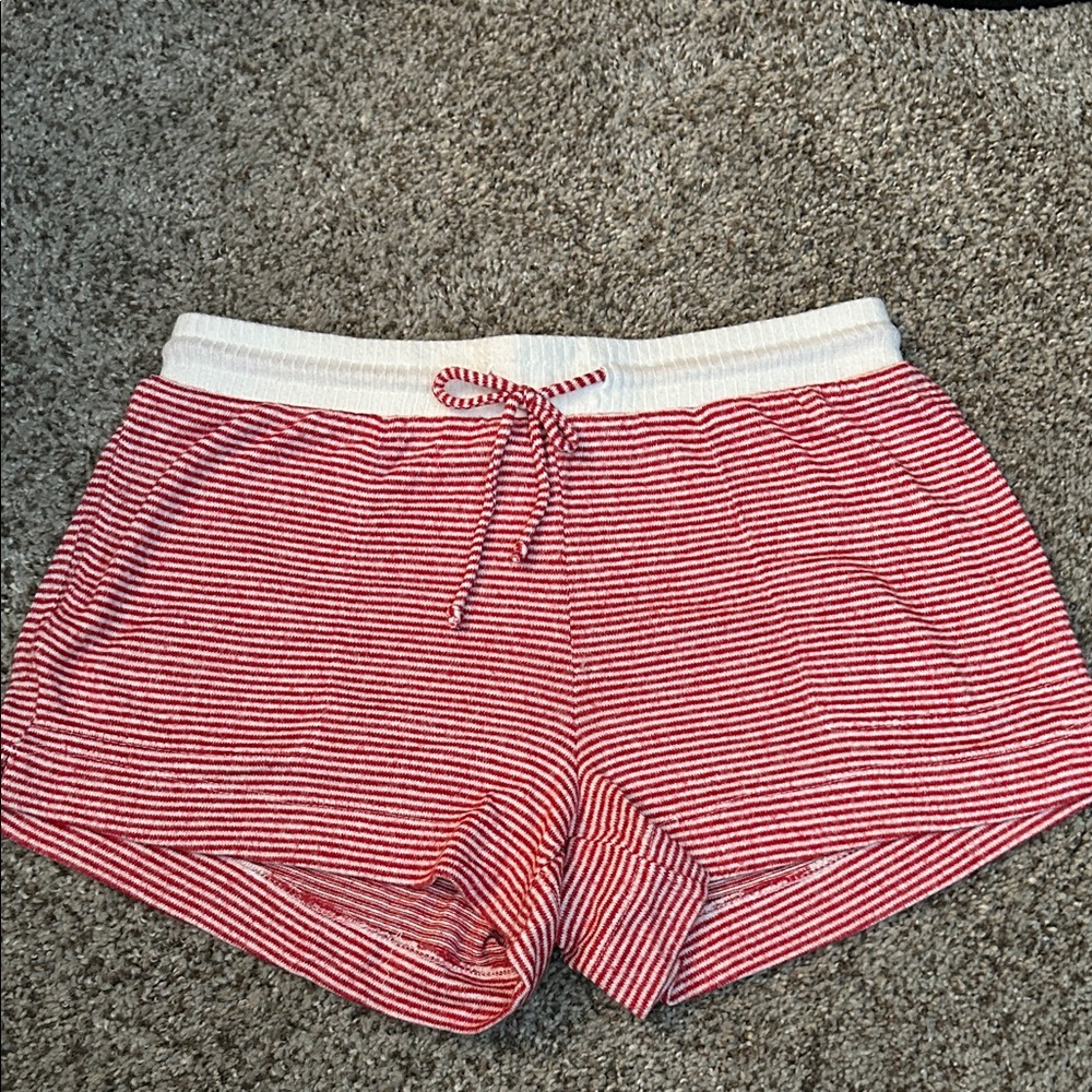 Stars Above Red and White Striped Pajama Shorts